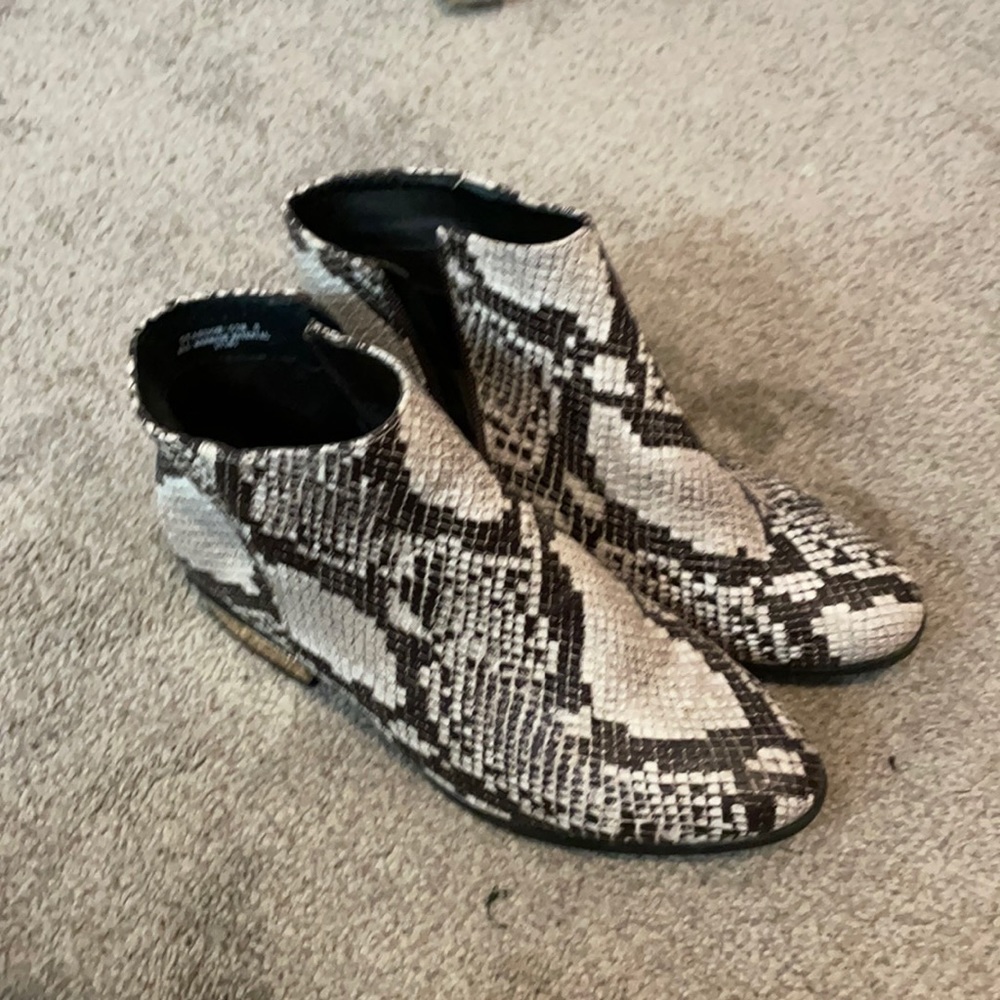 Snakeskin short booties